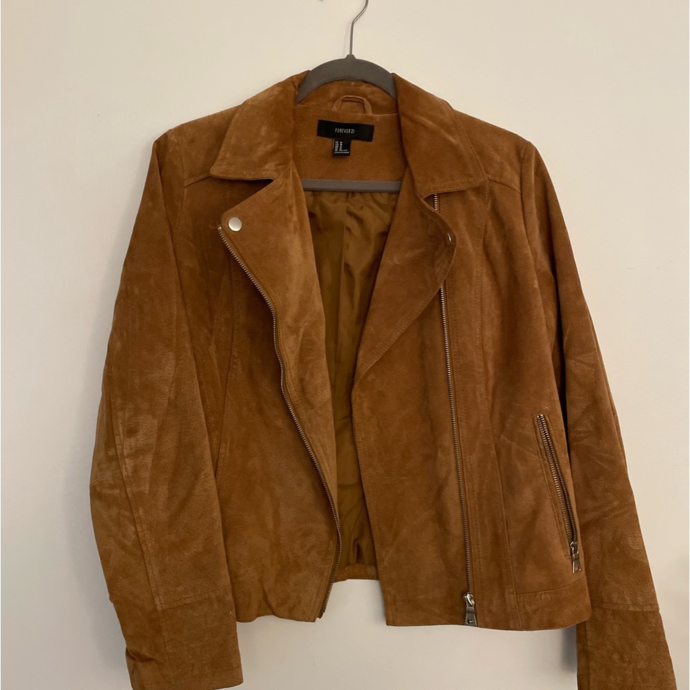 Suede Jacket in Camel Brown